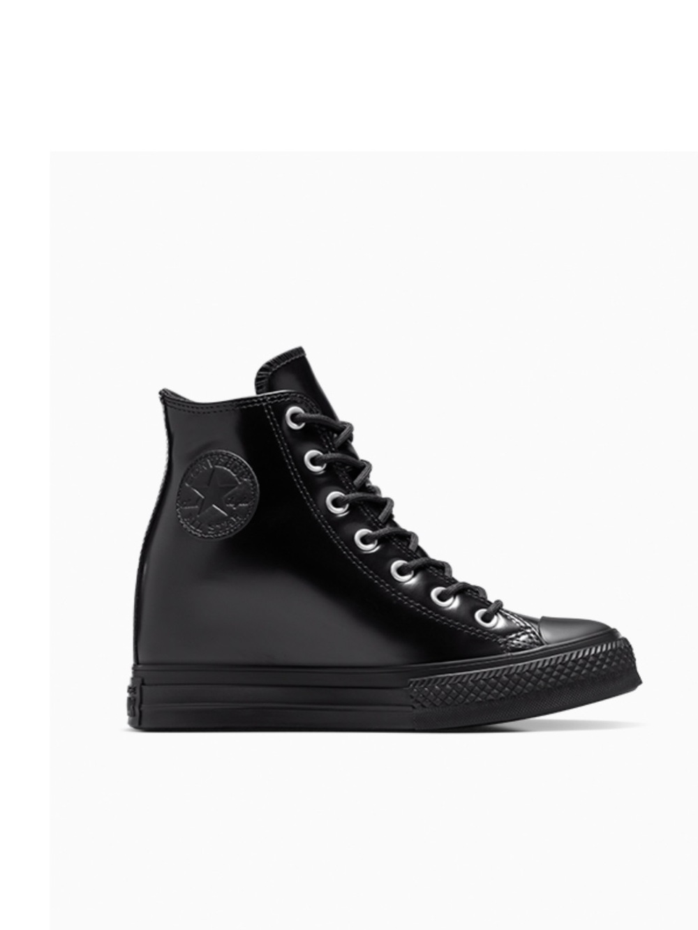Converse Black High-Top Wedge Platform Sneakers. Leather. NWT. Womens size 10